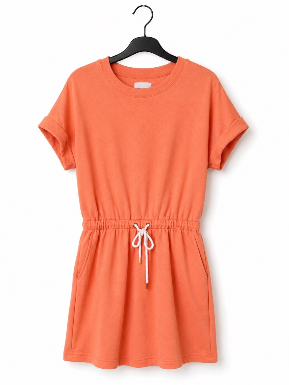 𝑳𝒐𝒖 & 𝑮𝒓𝒆𝒚 Sandwashed Cantaloupe Short Sleeve Dress Drawstring M